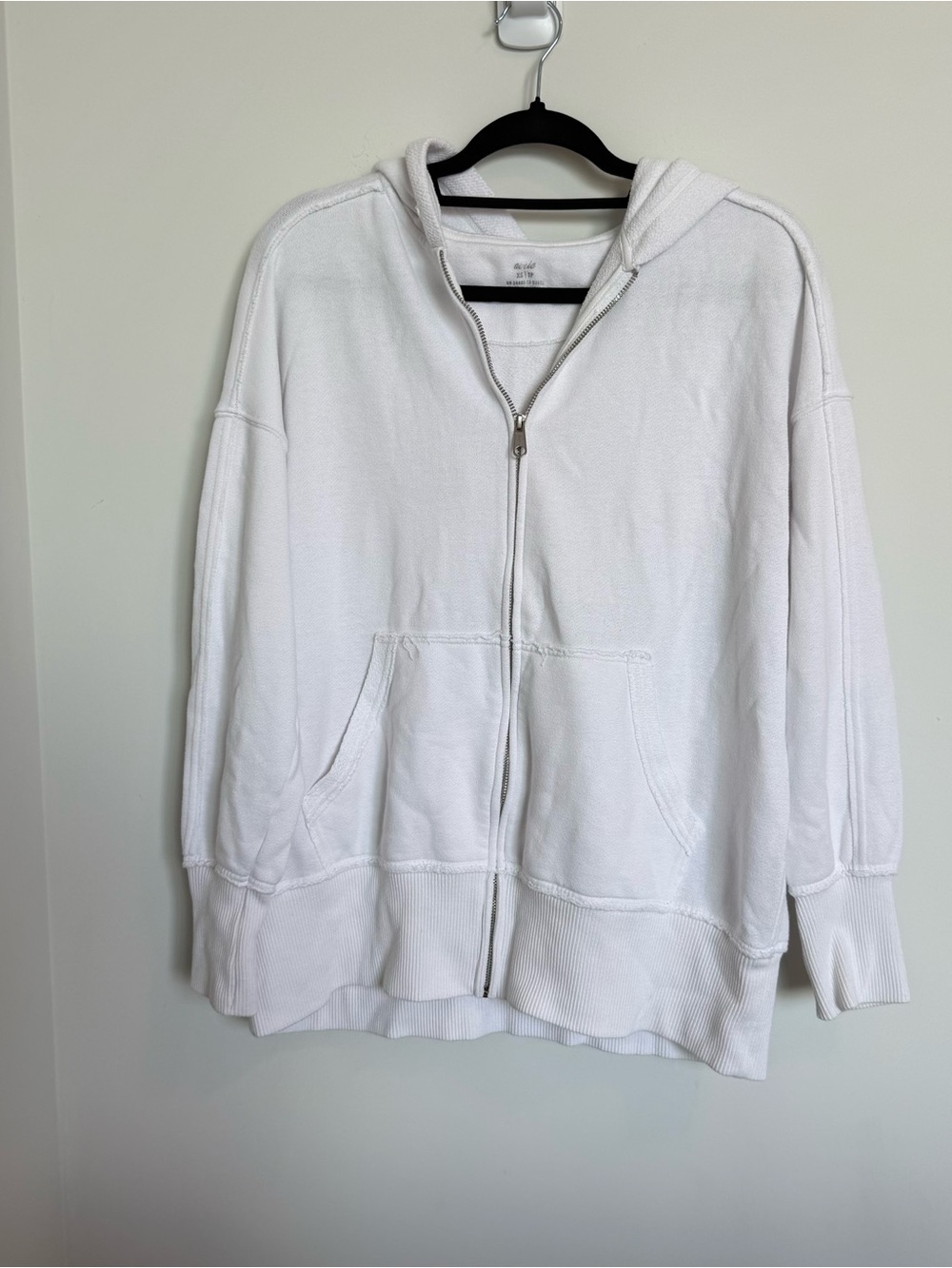 Aerie White Full-Zip Hooded Sweatshirt